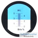 Optická stupnica Brix 0–5 s označením 20 °C.